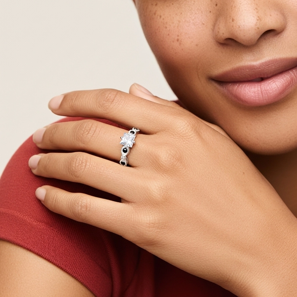 925 Sterling Silver Cubic Zirconia Engagement Ring