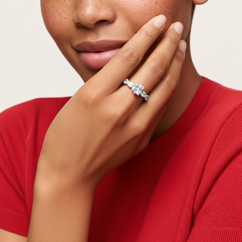 14K White Gold Moissanite Engagement Ring