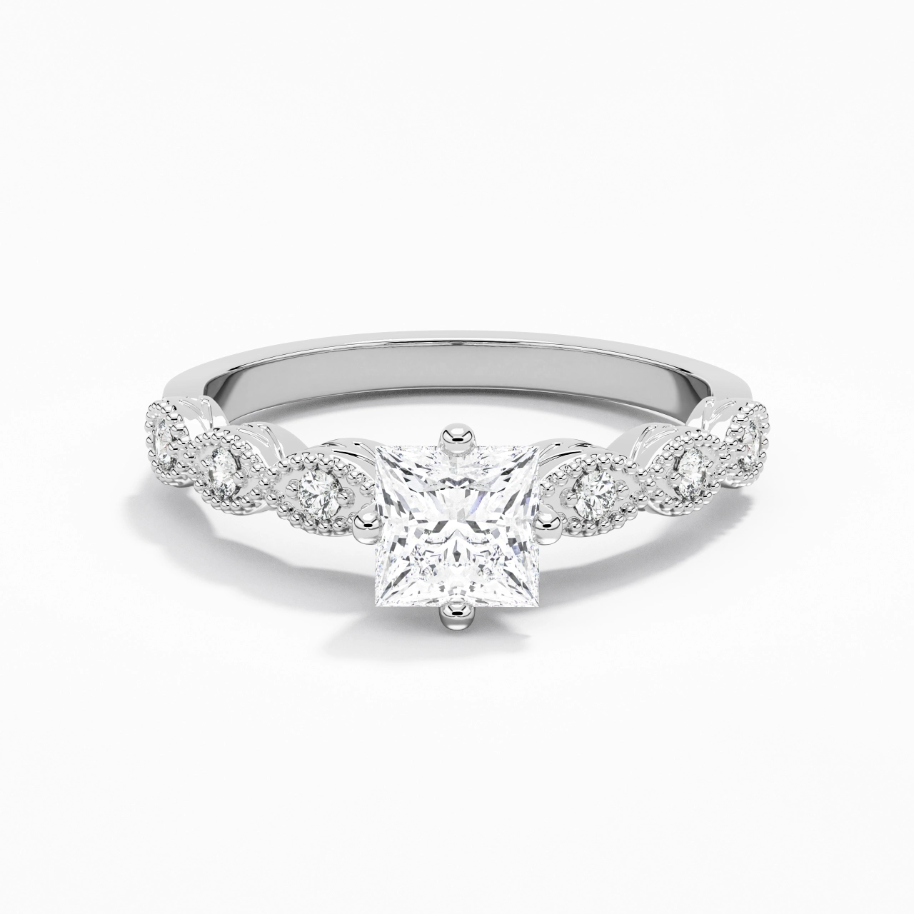 18K White Gold Moissanite Engagement Ring