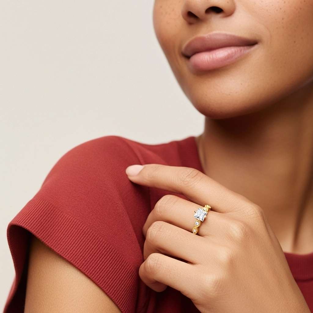 925 Sterling Silver Moissanite Engagement Ring