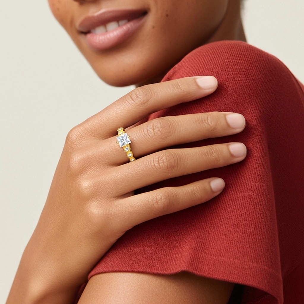 925 Sterling Silver Moissanite Engagement Ring