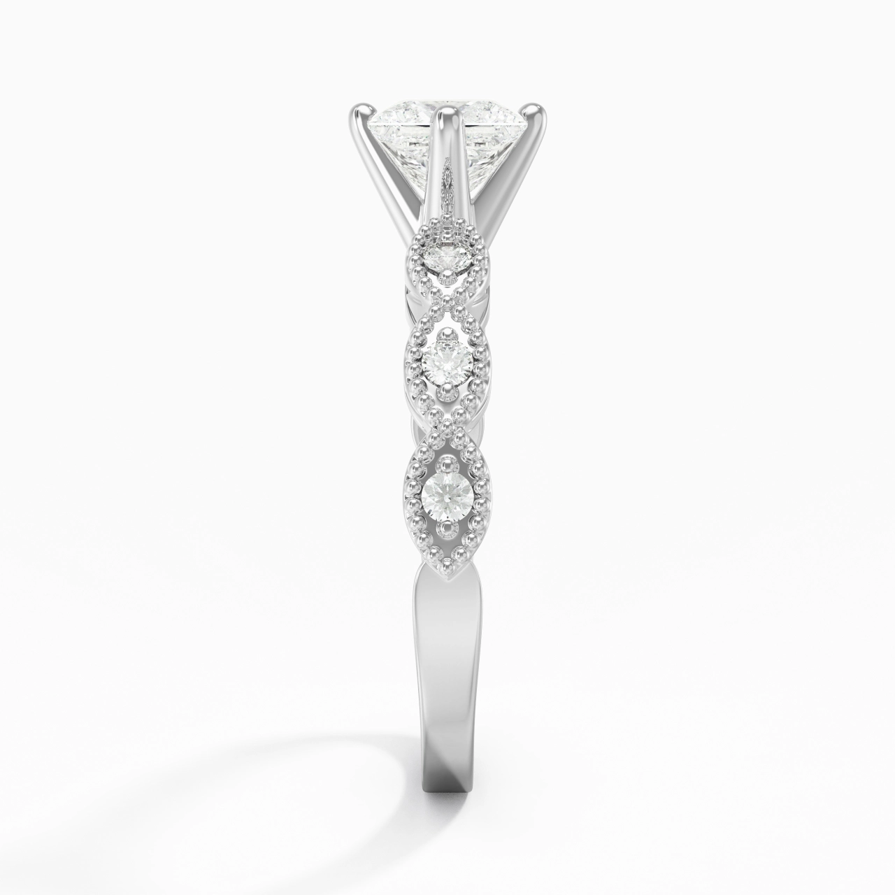 14K White Gold Moissanite Engagement Ring