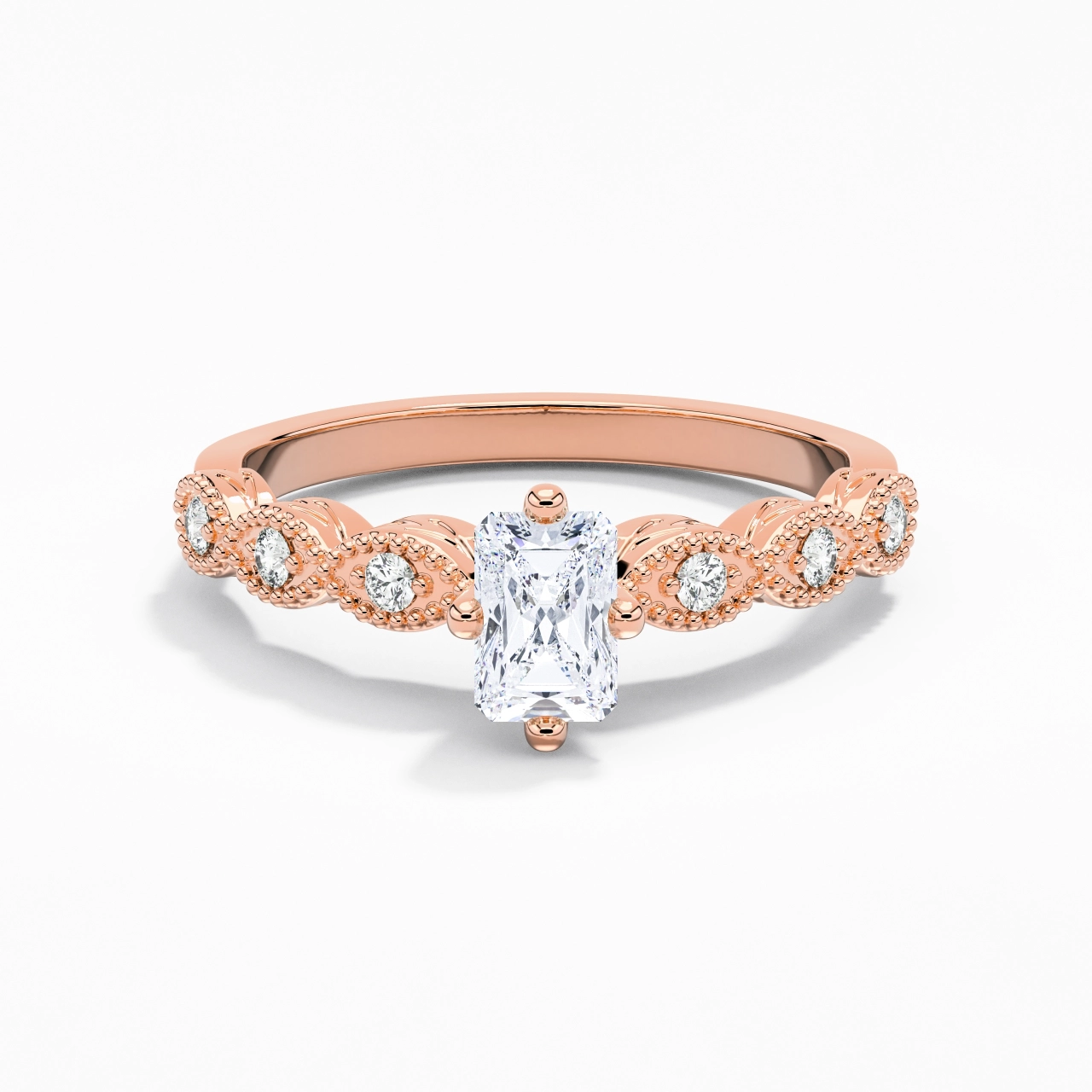 18K Rose Gold Moissanite Engagement Ring