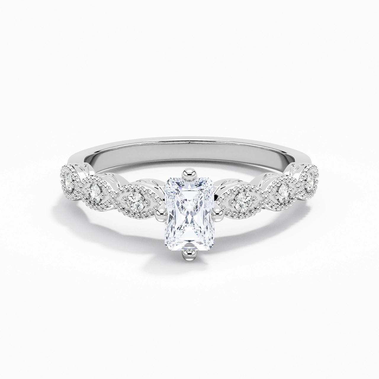 18K White Gold Moissanite Engagement Ring