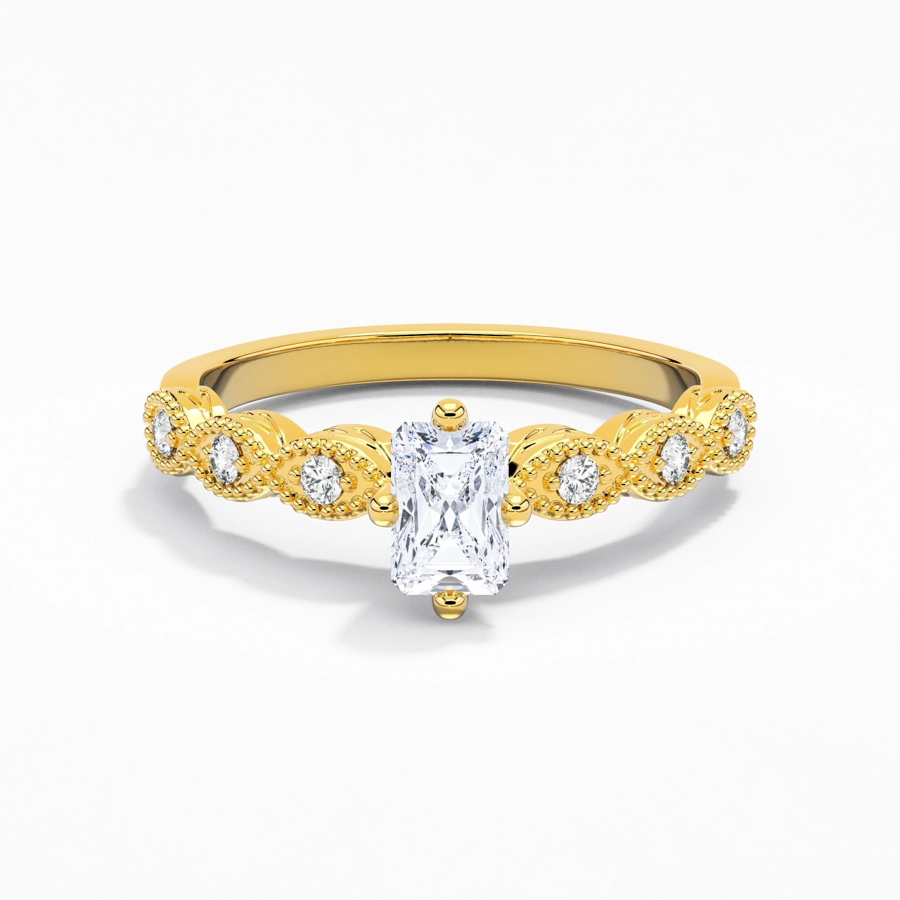 18K Gold Moissanite Engagement Ring