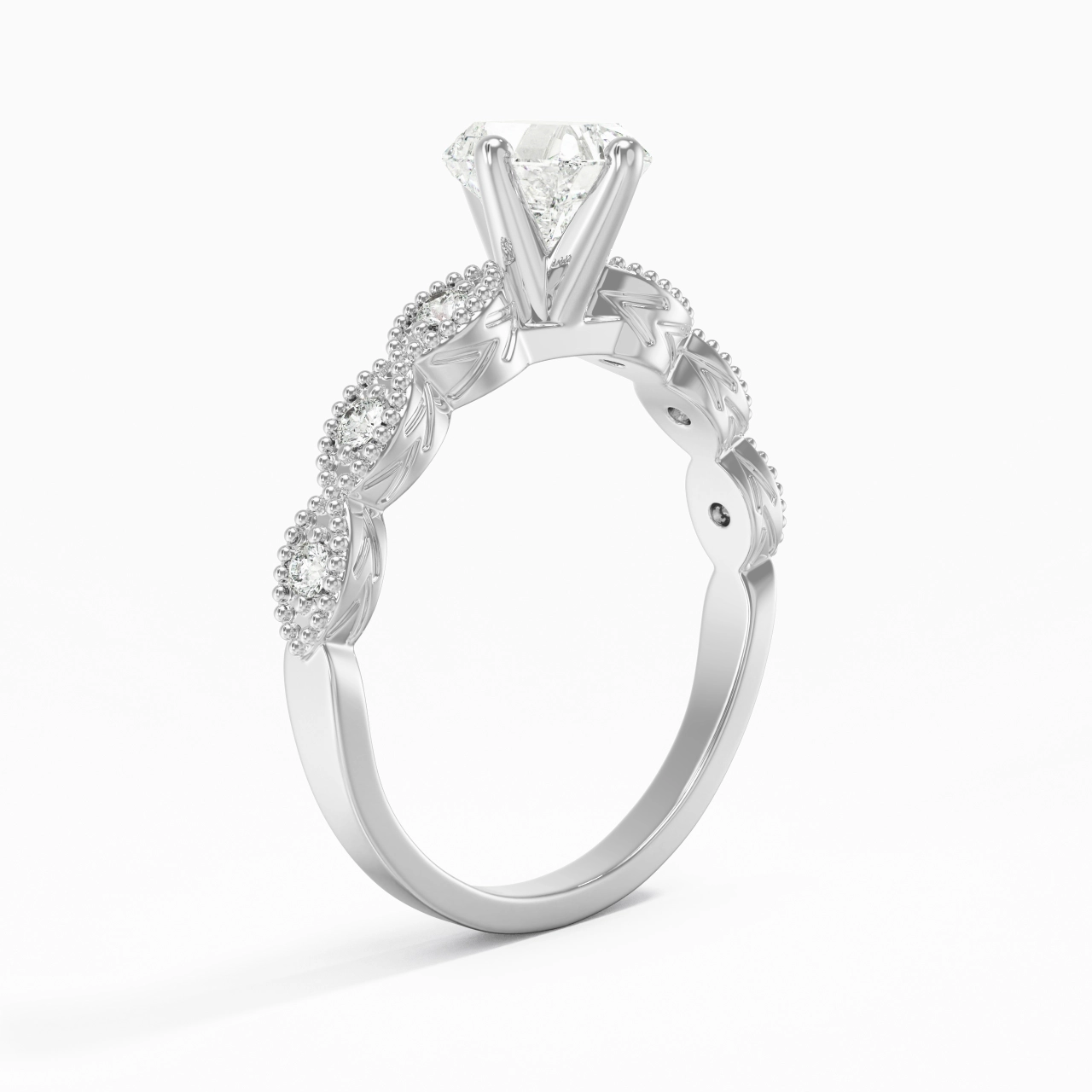 18K White Gold Moissanite Engagement Ring