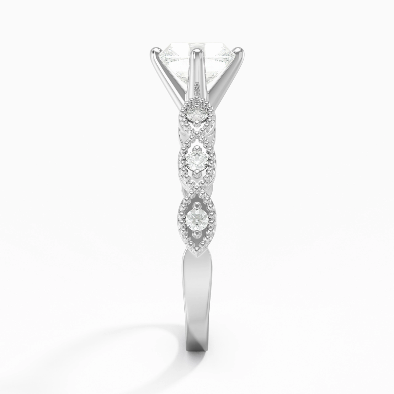 14K White Gold Moissanite Engagement Ring