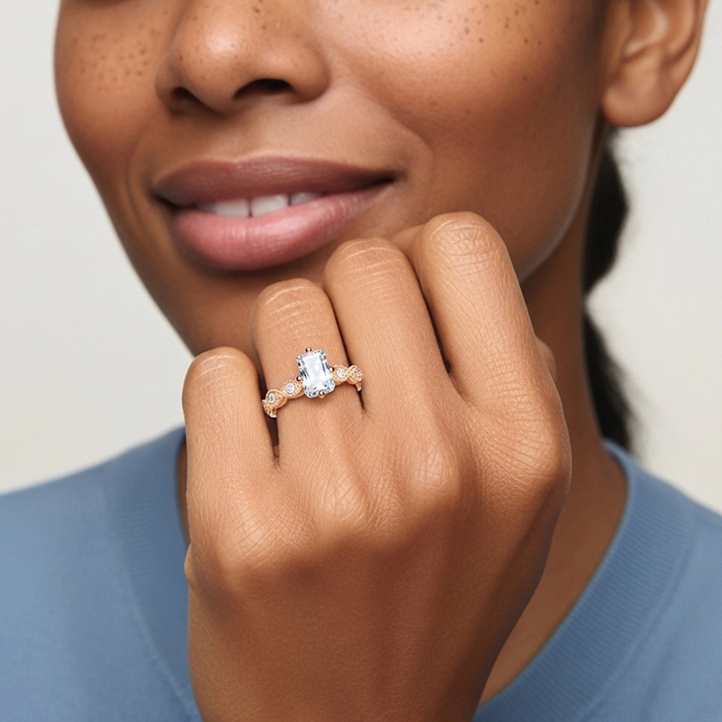 925 Sterling Silver Moissanite Engagement Ring