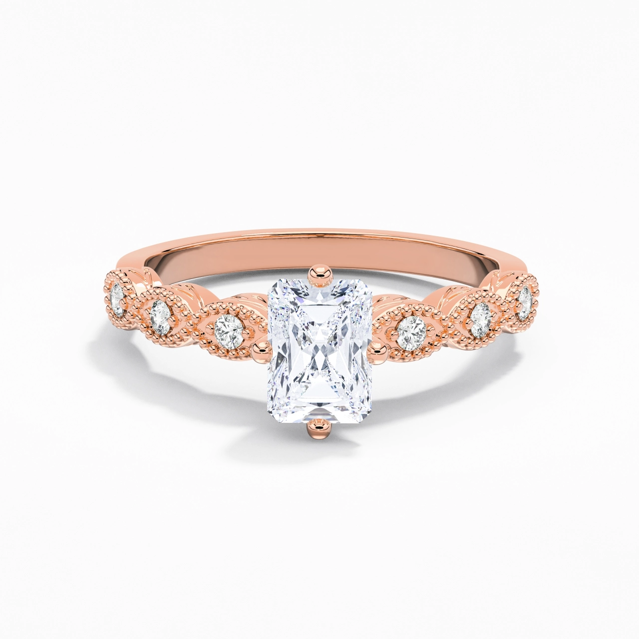 18K Rose Gold Moissanite Engagement Ring