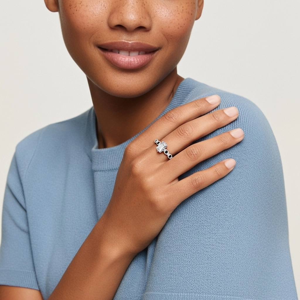 925 Sterling Silver Cubic Zirconia Engagement Ring