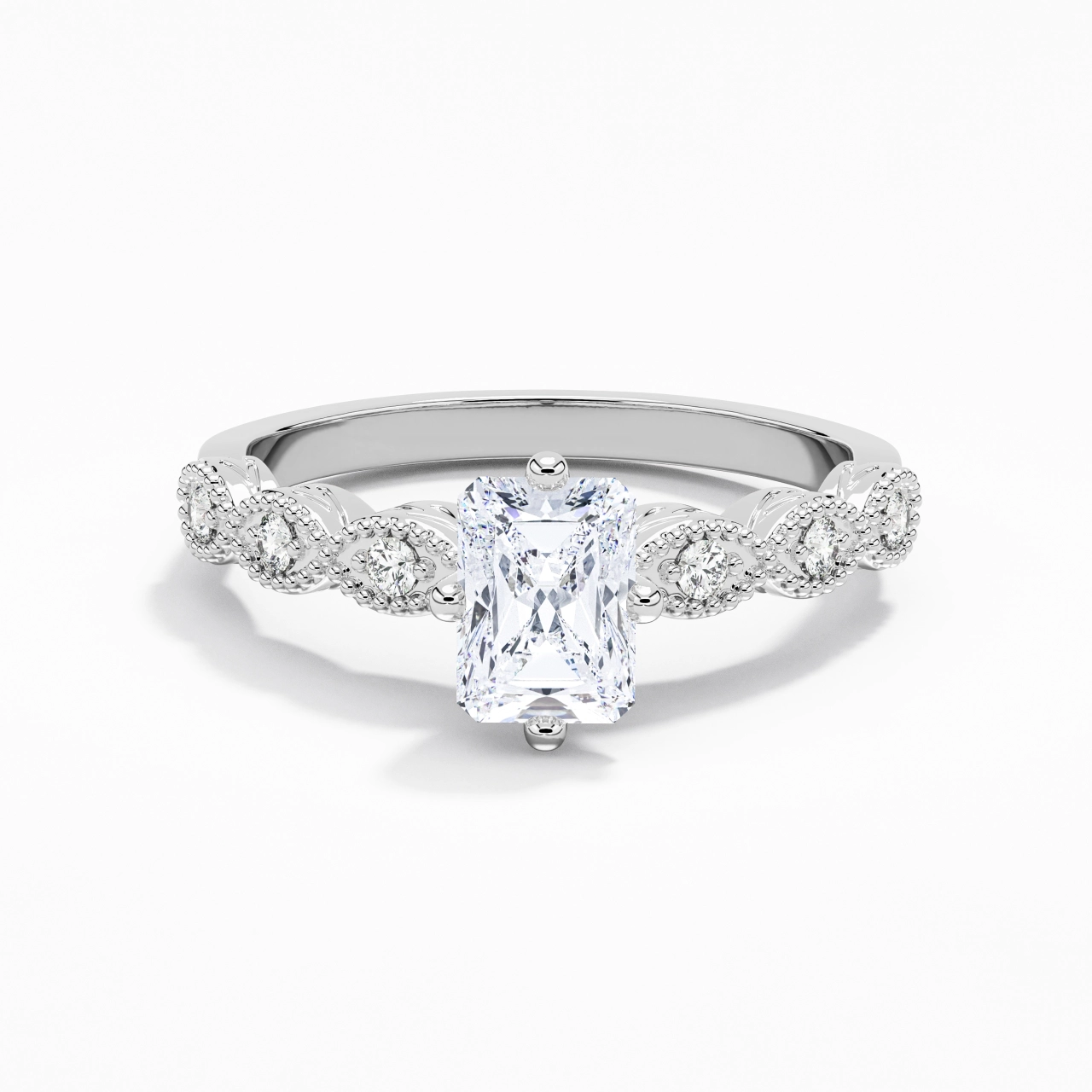 18K White Gold Moissanite Engagement Ring