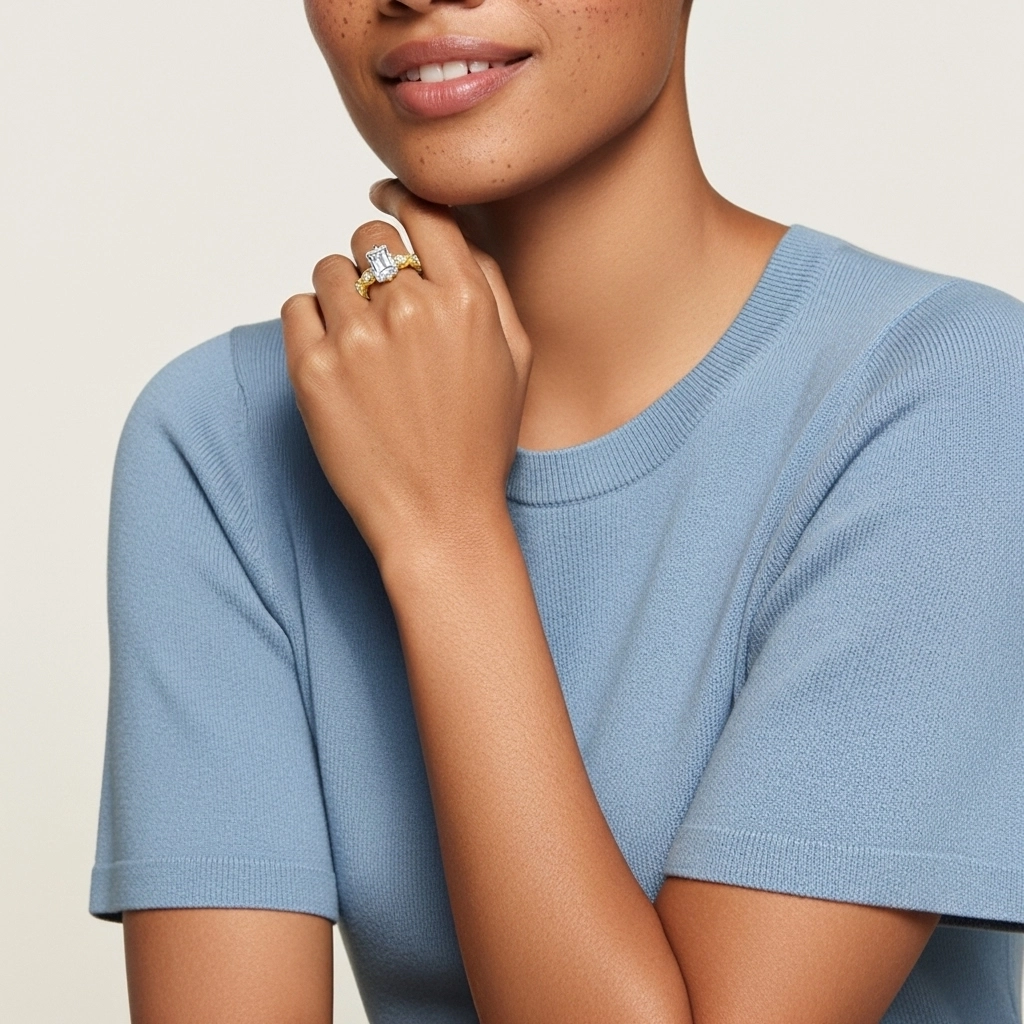 925 Sterling Silver Moissanite Engagement Ring