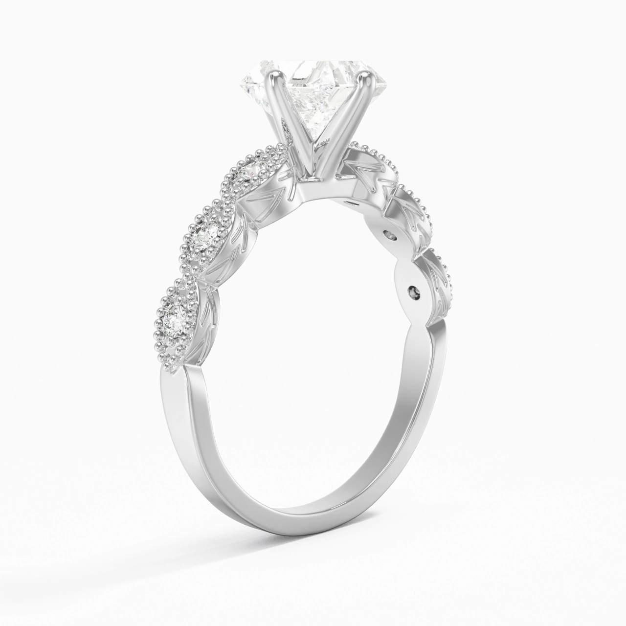 18K White Gold Moissanite Engagement Ring
