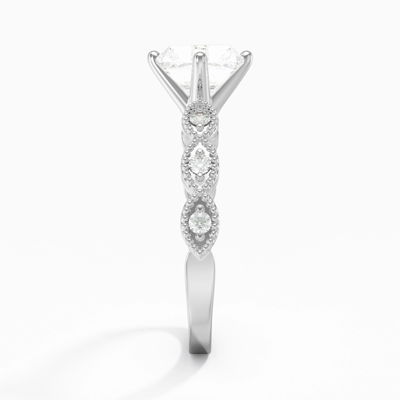 14K White Gold Moissanite Engagement Ring