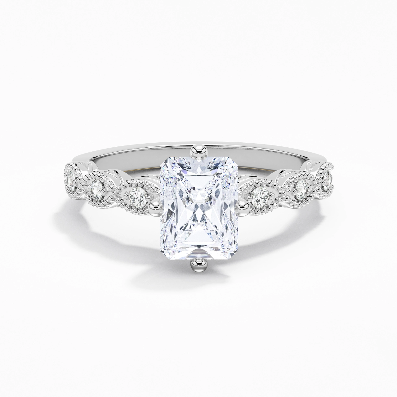 14K White Gold Moissanite Engagement Ring