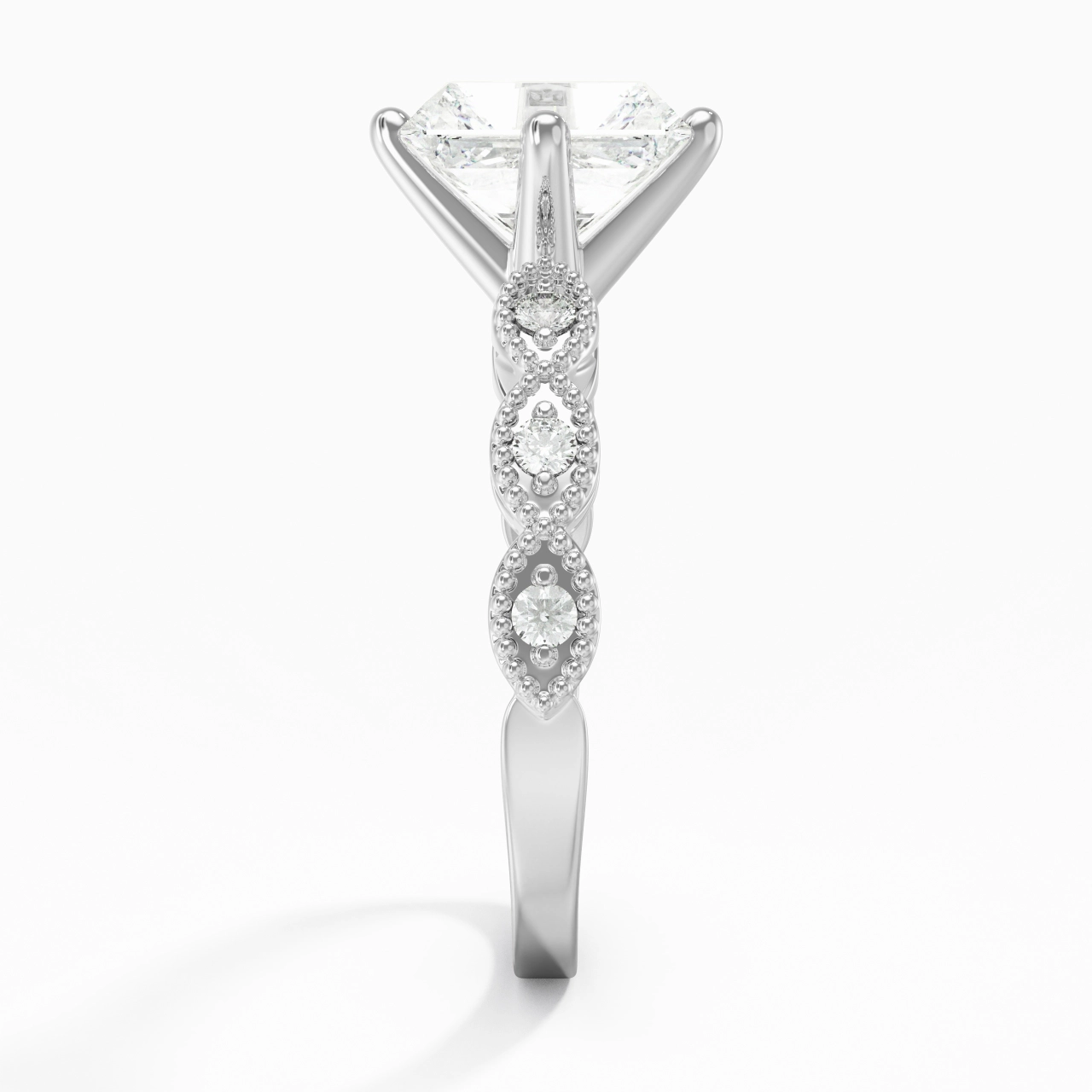14K White Gold Moissanite Engagement Ring