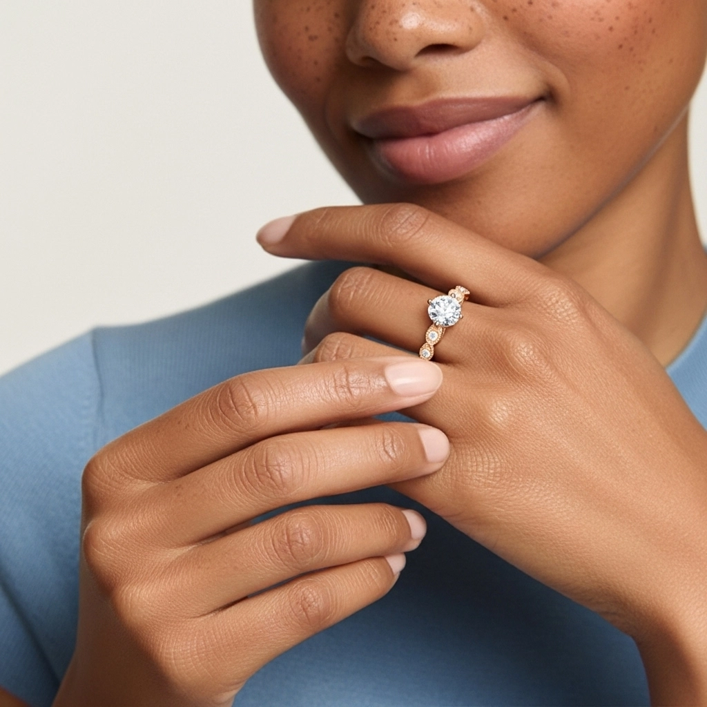 Argent sterling 925 Moissanite Bague de fiançailles