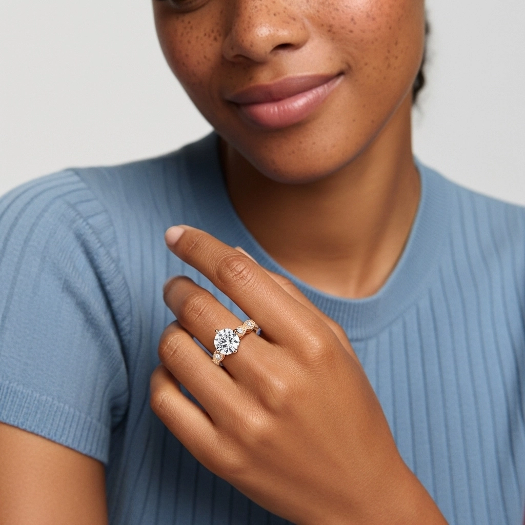 Argent sterling 925 Moissanite Bague de fiançailles