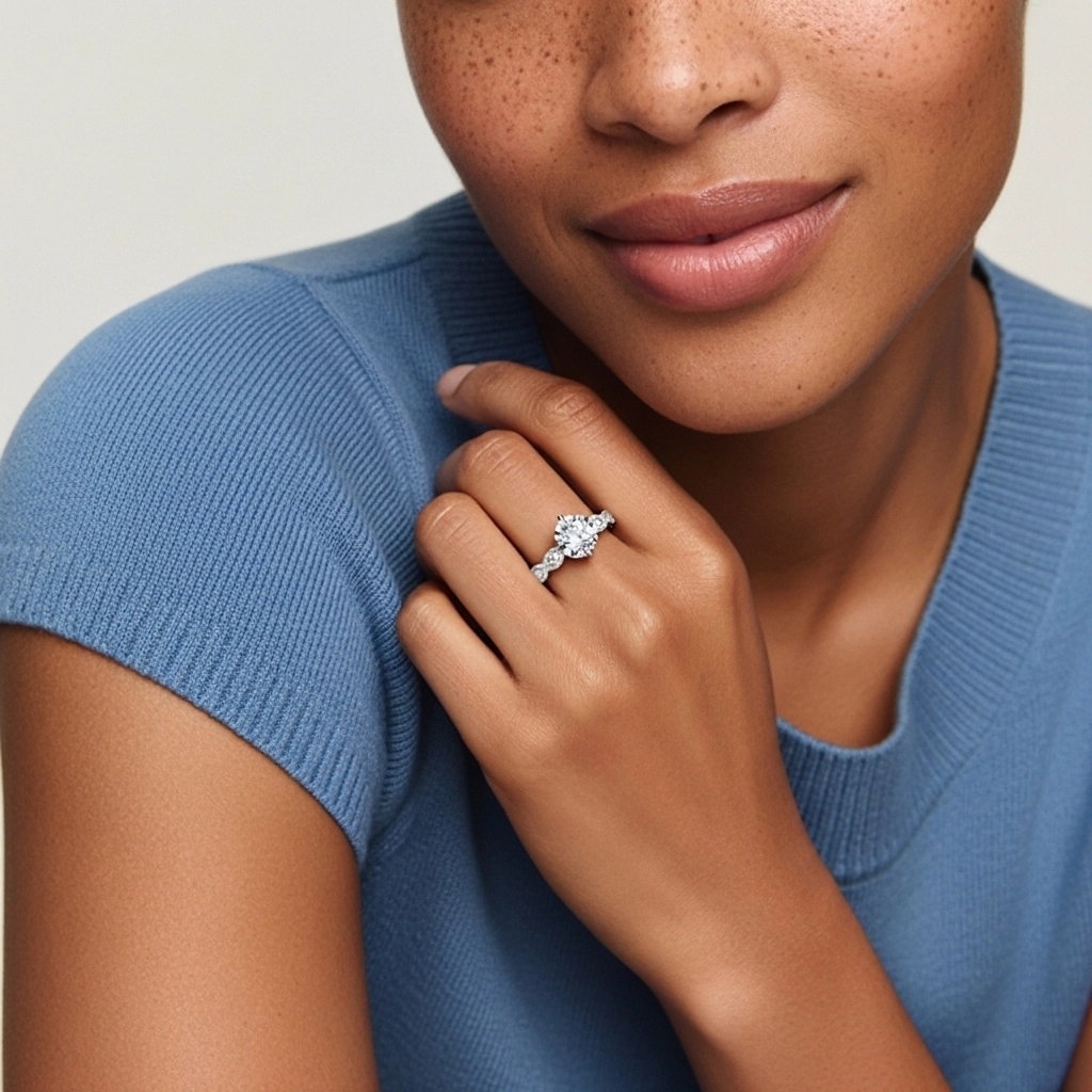 925 Sterling Silver Moissanite Engagement Ring