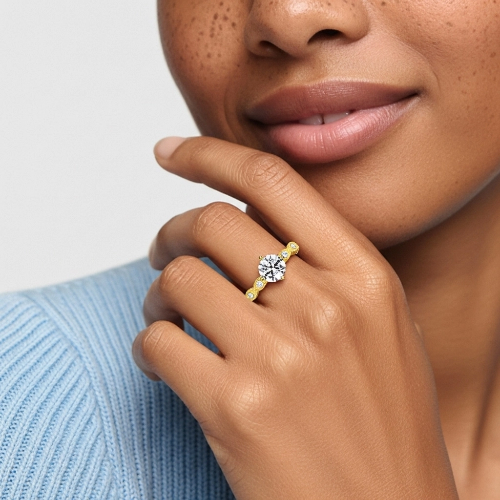 Argent sterling 925 Moissanite Bague de fiançailles