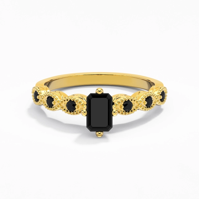 Argent sterling 925 Est Ouest Coutume Bague de fiançailles Polonais Placage Or jaune 18 carats Antique Perlé Émeraude Zircon cubique 0.80ct