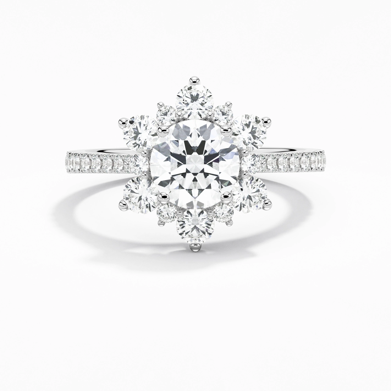 18K White Gold Moissanite Engagement Ring