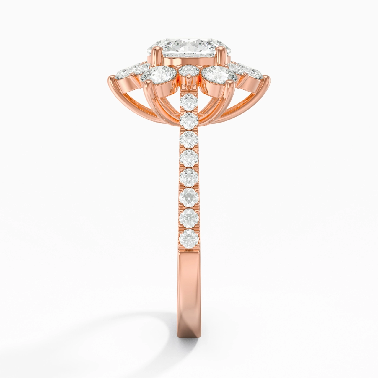 18K Rose Gold Moissanite Engagement Ring