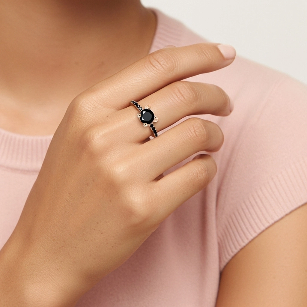 Único Redondo 1.50ct Circonio cúbico Anillo de Compromiso