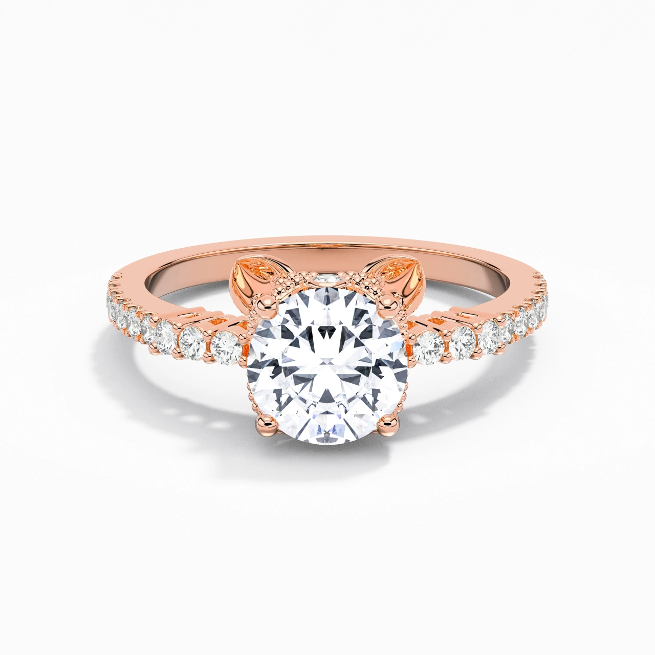 1.50ct Moissanite Engagement Ring 14K Rose Gold