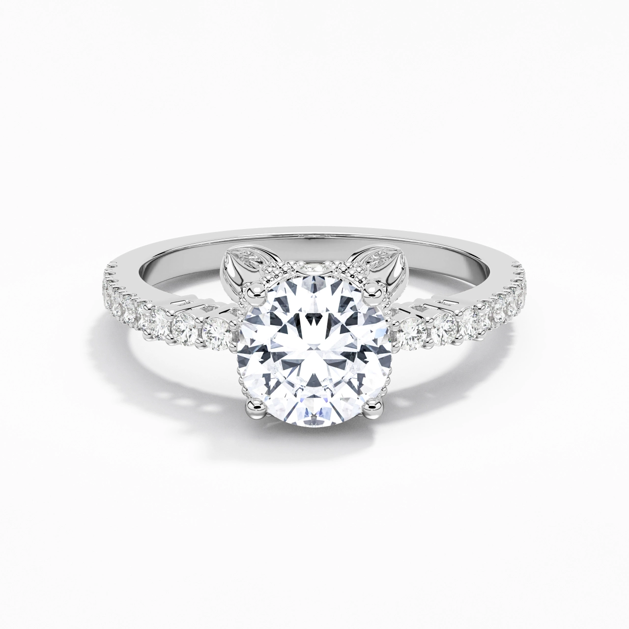 1.50ct Moissanite Engagement Ring 18K White Gold