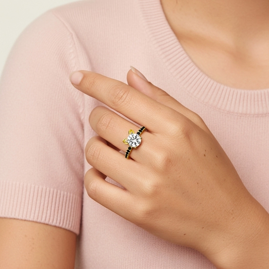 Unique Round 1.50ct Cubic Zirconia Engagement Ring