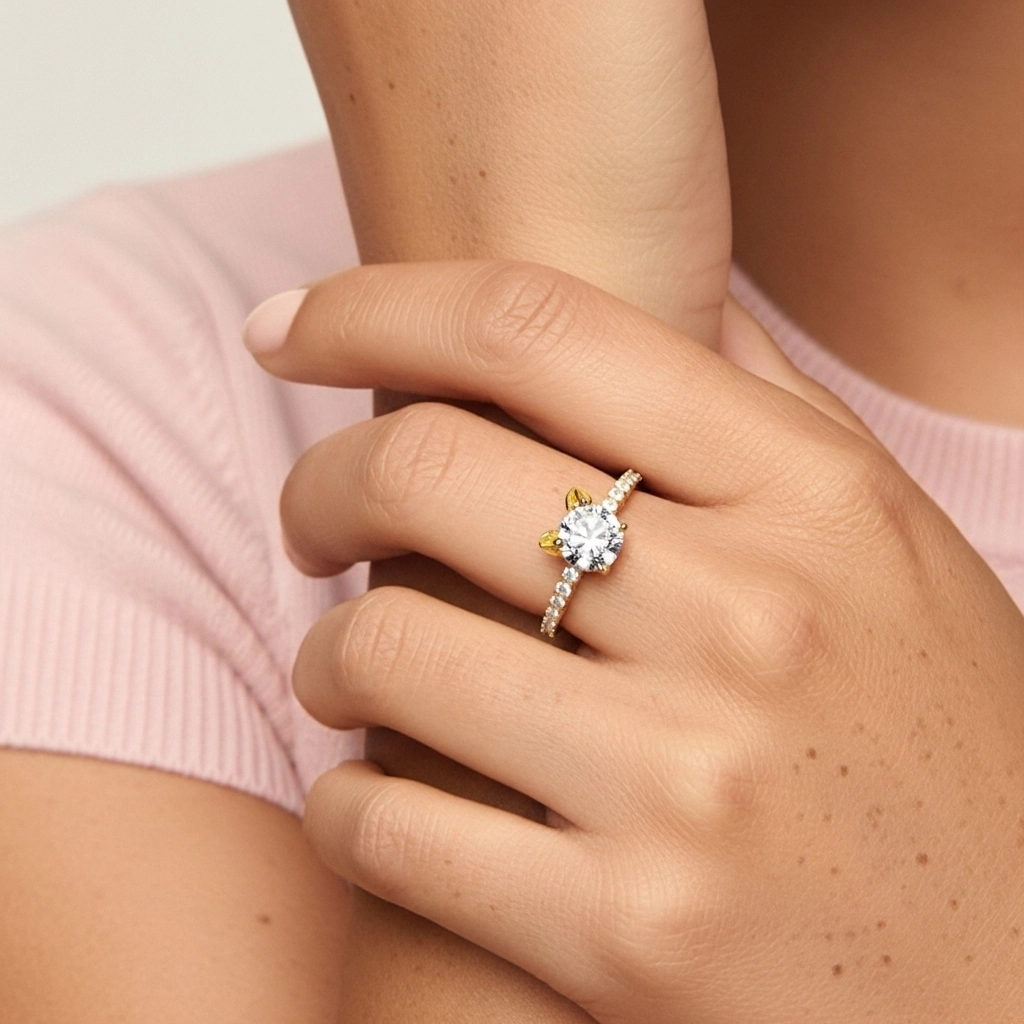 Unique Round 1.50ct Moissanite Engagement Ring