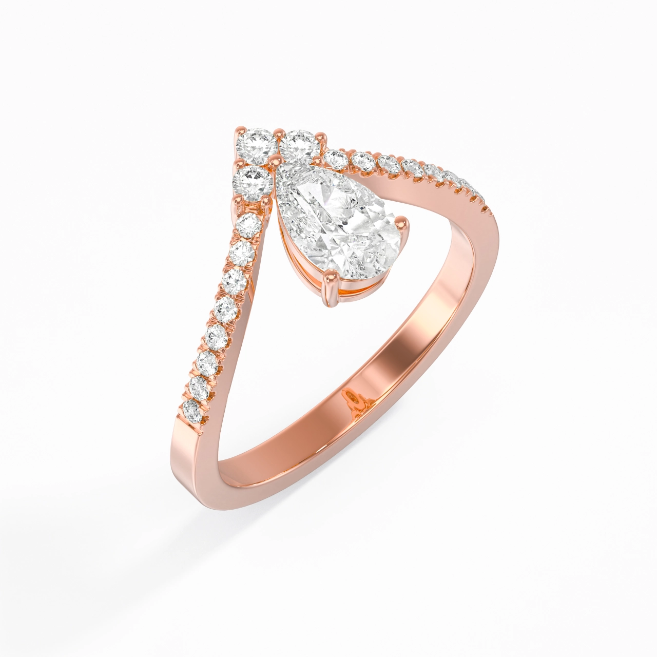 1.00ct Moissanite Engagement Ring 14K Rose Gold