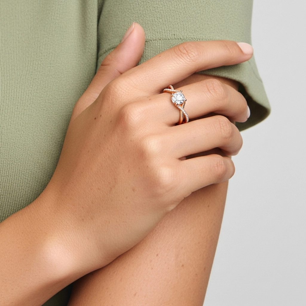 Cathédrale Bague de fiançailles 1.20ct Moissanite