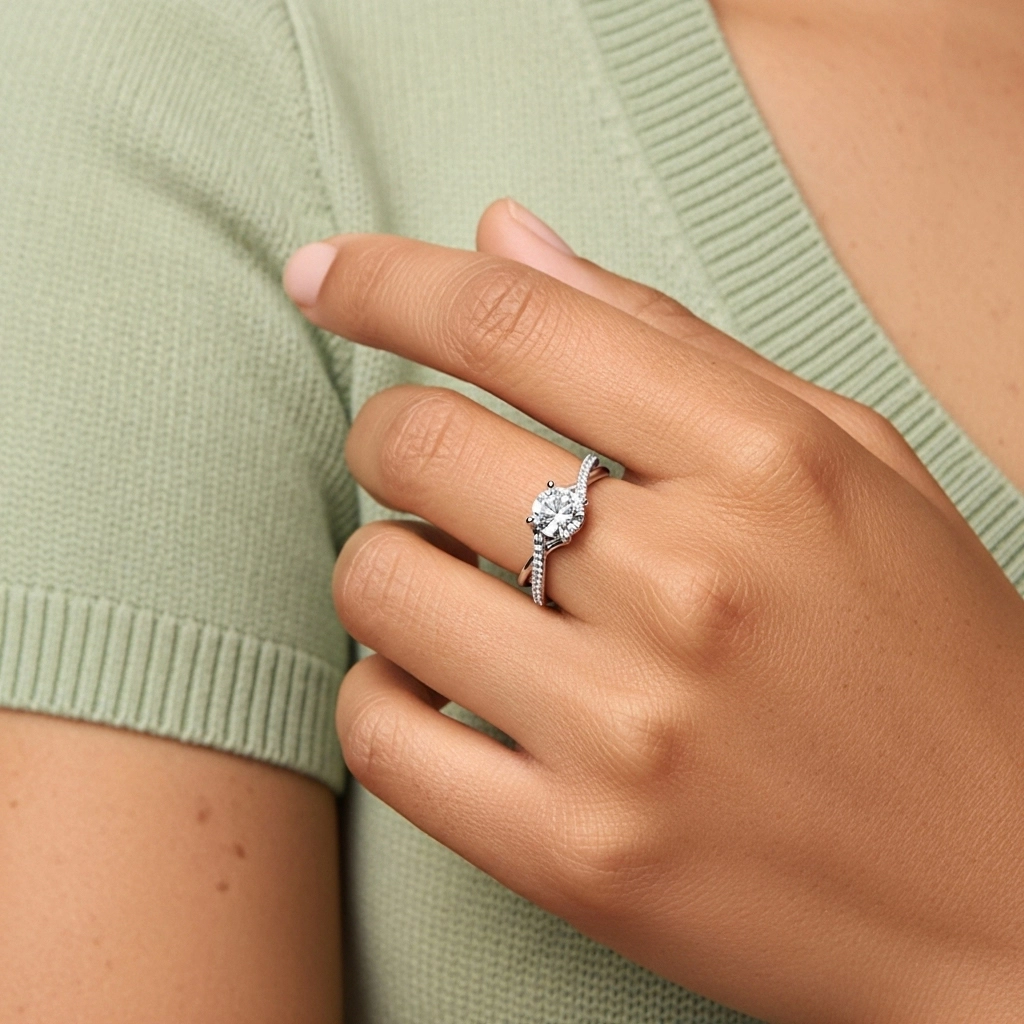 Cathedral Engagement Ring 1.20ct Moissanite