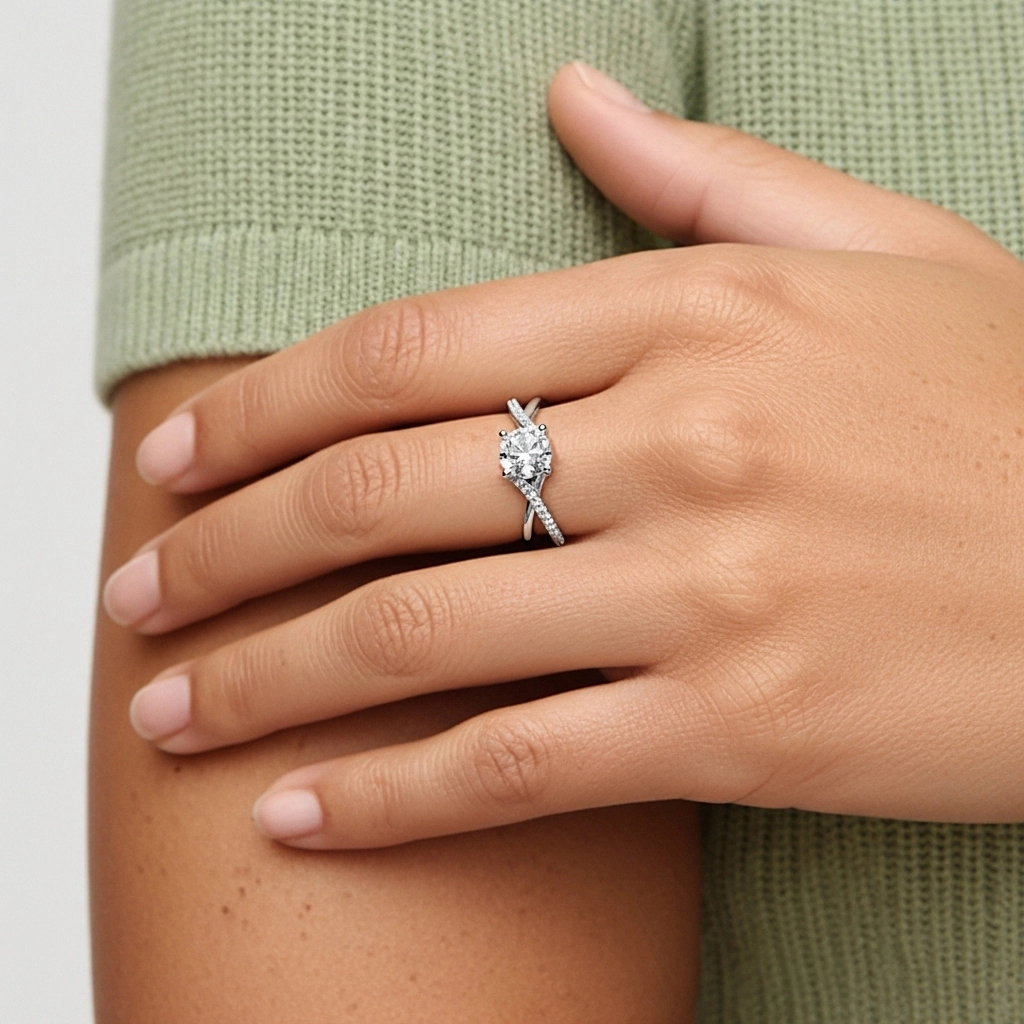 Cathedral Engagement Ring 1.20ct Moissanite