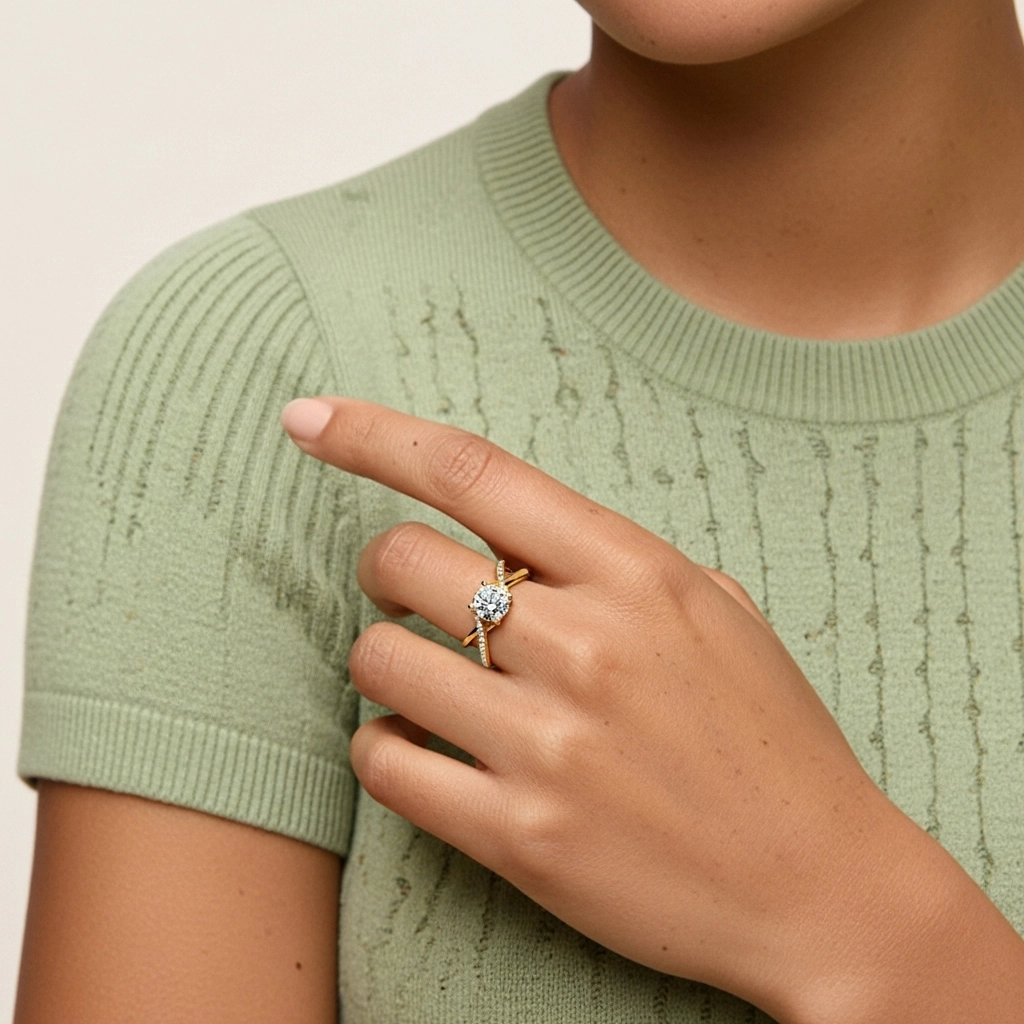 Cathédrale Bague de fiançailles 1.20ct Moissanite