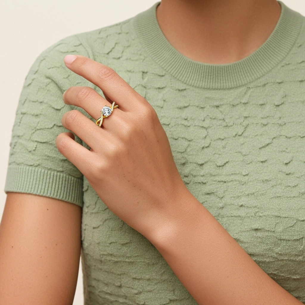 Cathédrale Bague de fiançailles 1.20ct Moissanite