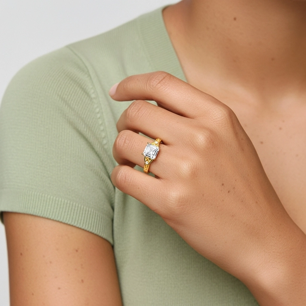 Argent sterling 925 Moissanite Bague de fiançailles