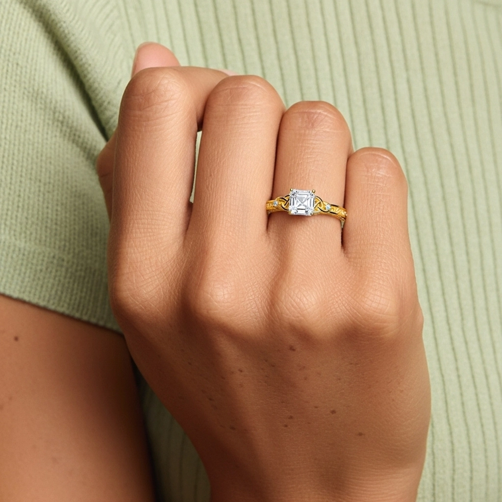 Argent sterling 925 Moissanite Bague de fiançailles