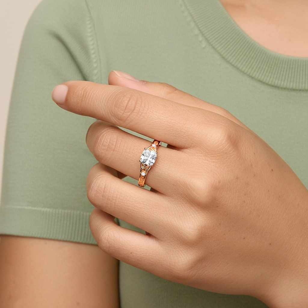 Argent sterling 925 Moissanite Bague de fiançailles