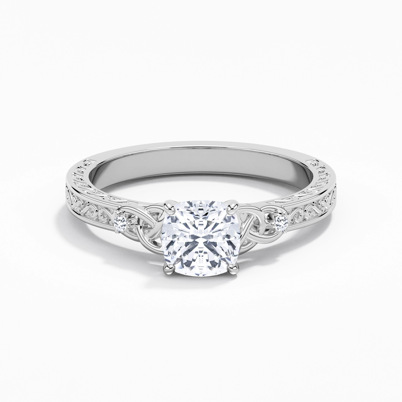 Retro Cushion 1.00ct Moissanite Engagement Ring