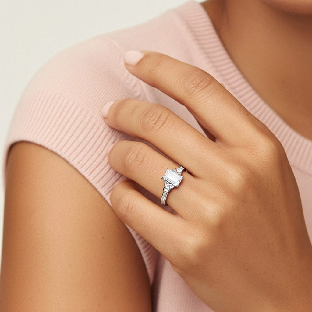 1.00ct Moissanite Bague de fiançailles Argent sterling 925