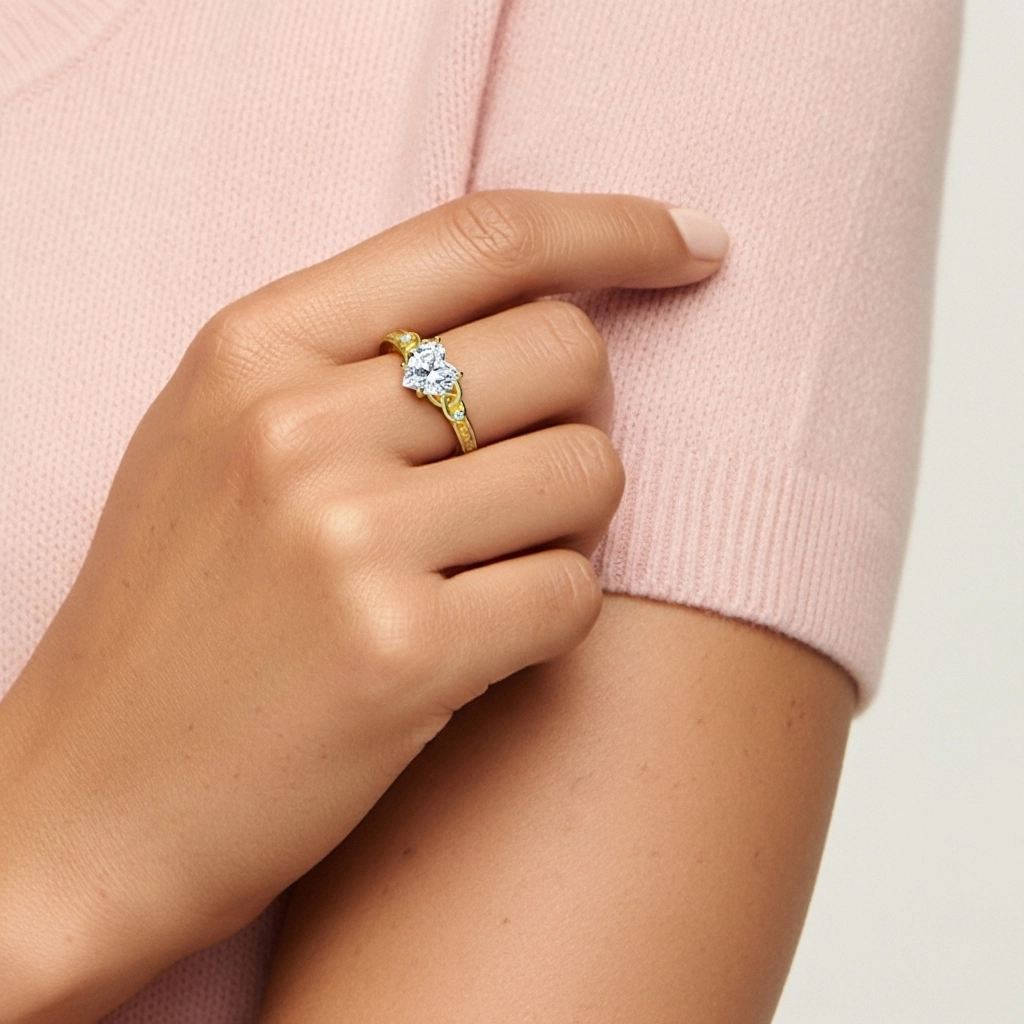 Extra Corazón 1.00ct Moissanita Anillo de Compromiso