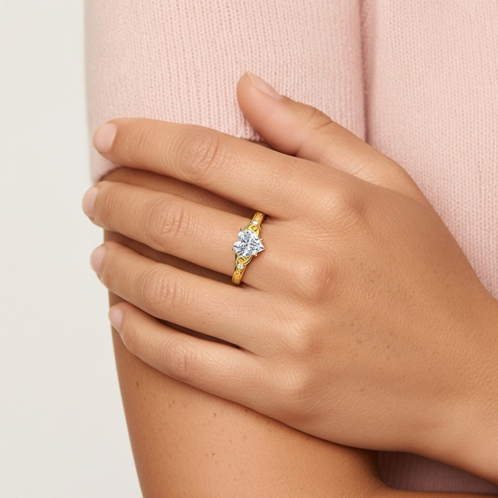 Extra Corazón 1.00ct Moissanita Anillo de Compromiso