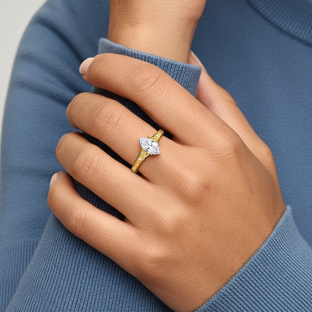 1.00ct Moissanite Bague de fiançailles Or 18 carats