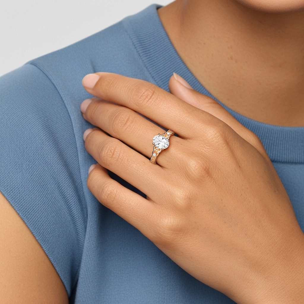 1.00ct Moissanite Bague de fiançailles Or rose 14 carats