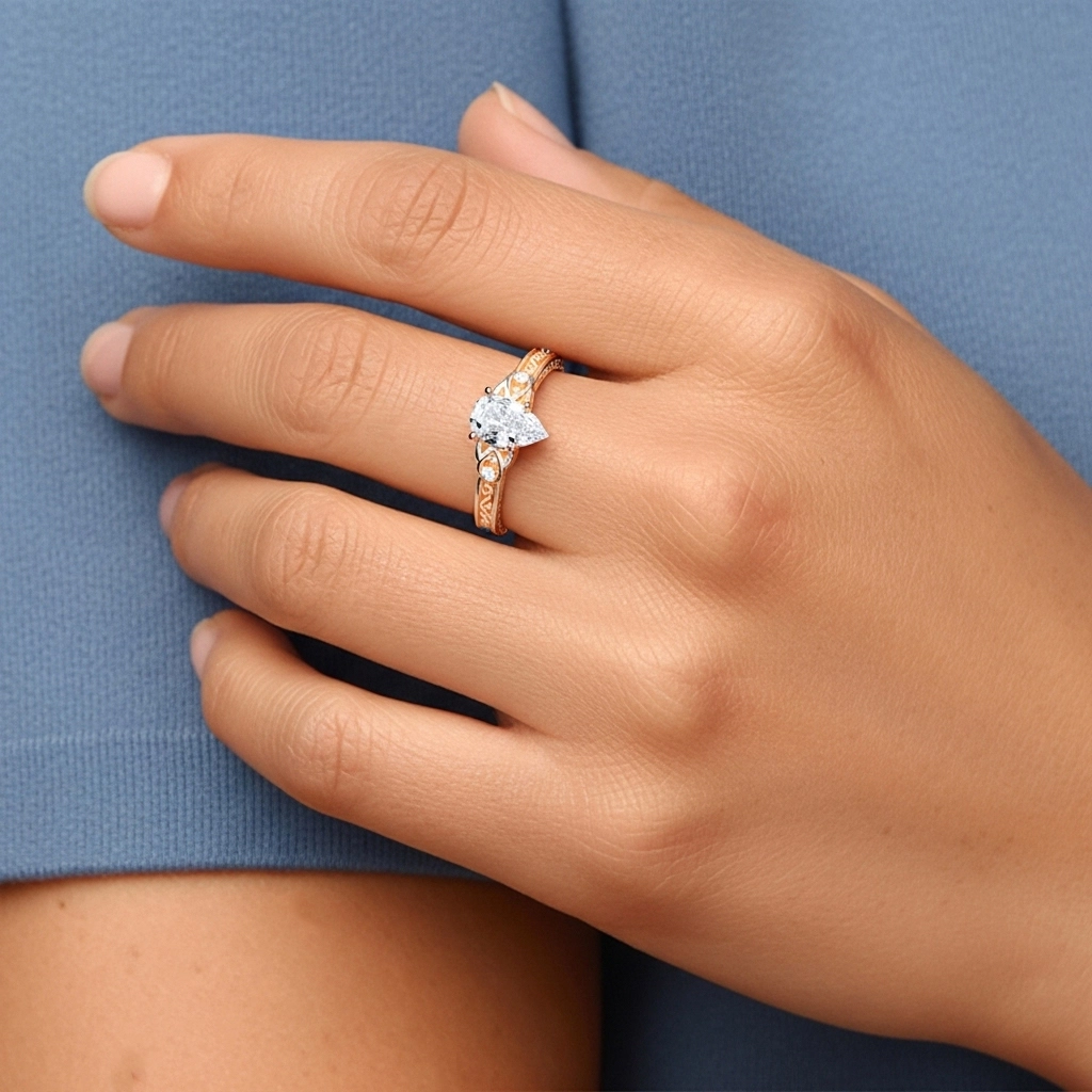 1.00ct Moissanite Bague de fiançailles Or rose 18 carats