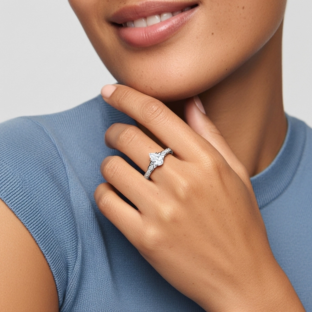 1.00ct Moissanite Bague de fiançailles Argent sterling 925