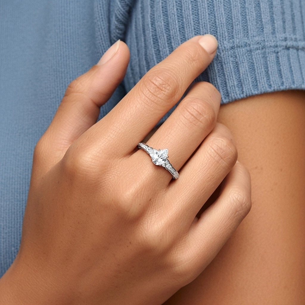 1.00ct Moissanite Bague de fiançailles Argent sterling 925